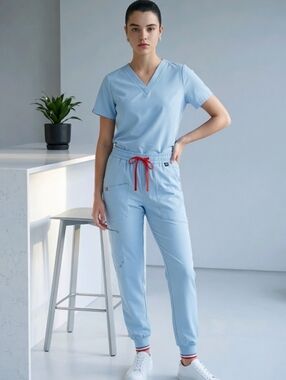 Mediclo Scrub Joggers And Top - Light Blue Color